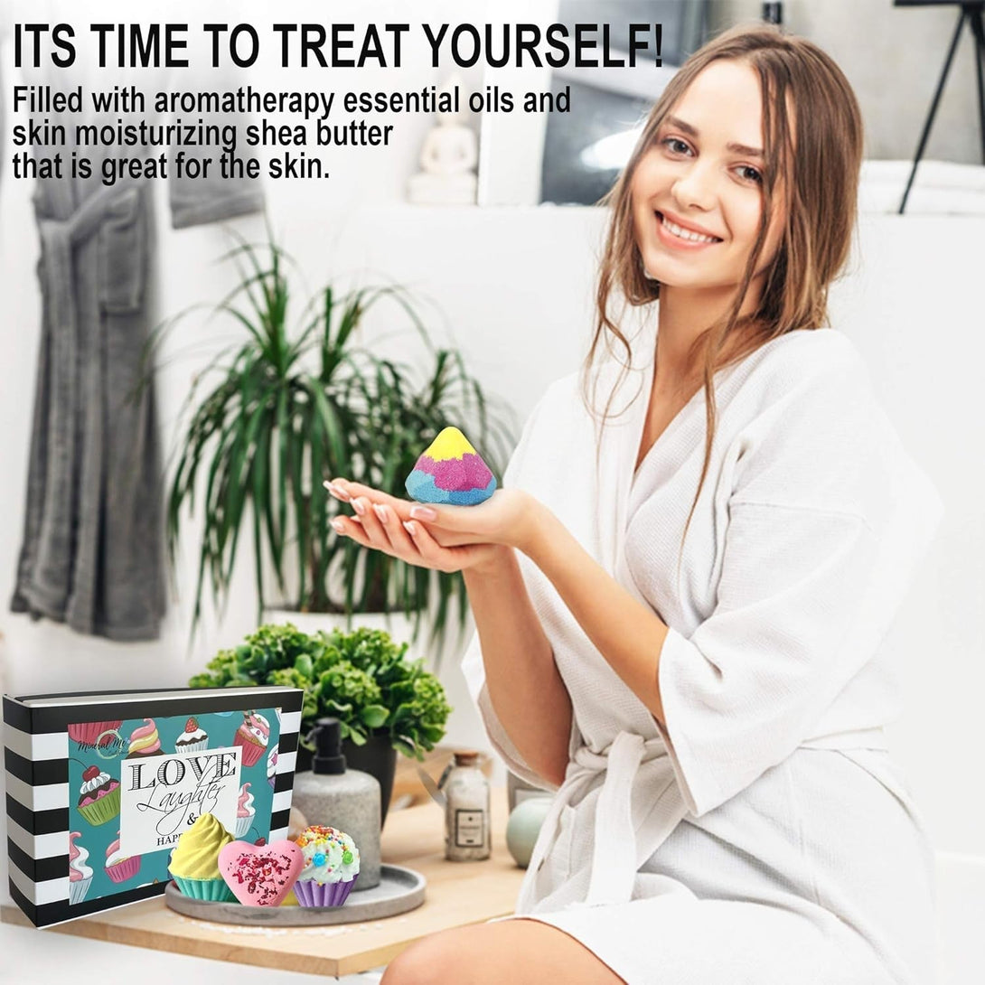 Bath Bombs Gift Set - 6Pc Aromatherapy Natural Bath Bombs with Organic Ingredients, Skin Moisturizing Bubble Bath Fizzy, Gentle for Kids, Relaxing Birthday Bathbombs for Girls, Women, Kids