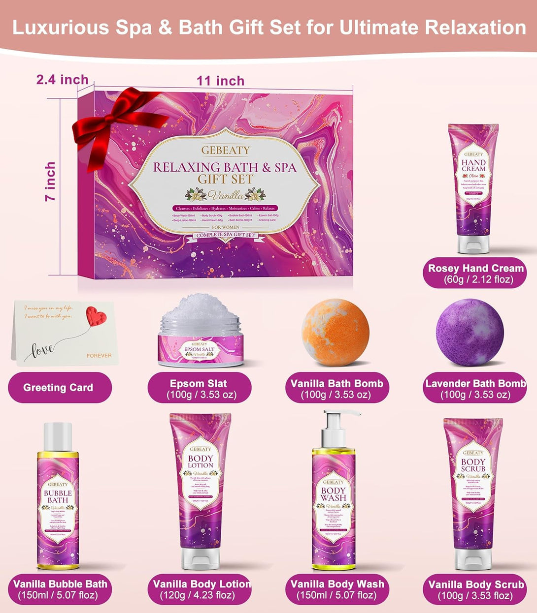 Self Care Gifts for Women,Unique Relaxing Birthday Gifts for Mom Wife Her,Stress Relief Spa Gifts Basket for Mothers Day Sister Friendship,Vanilla Bath Care Package Gift Set,Christmas Stocking Stuffer