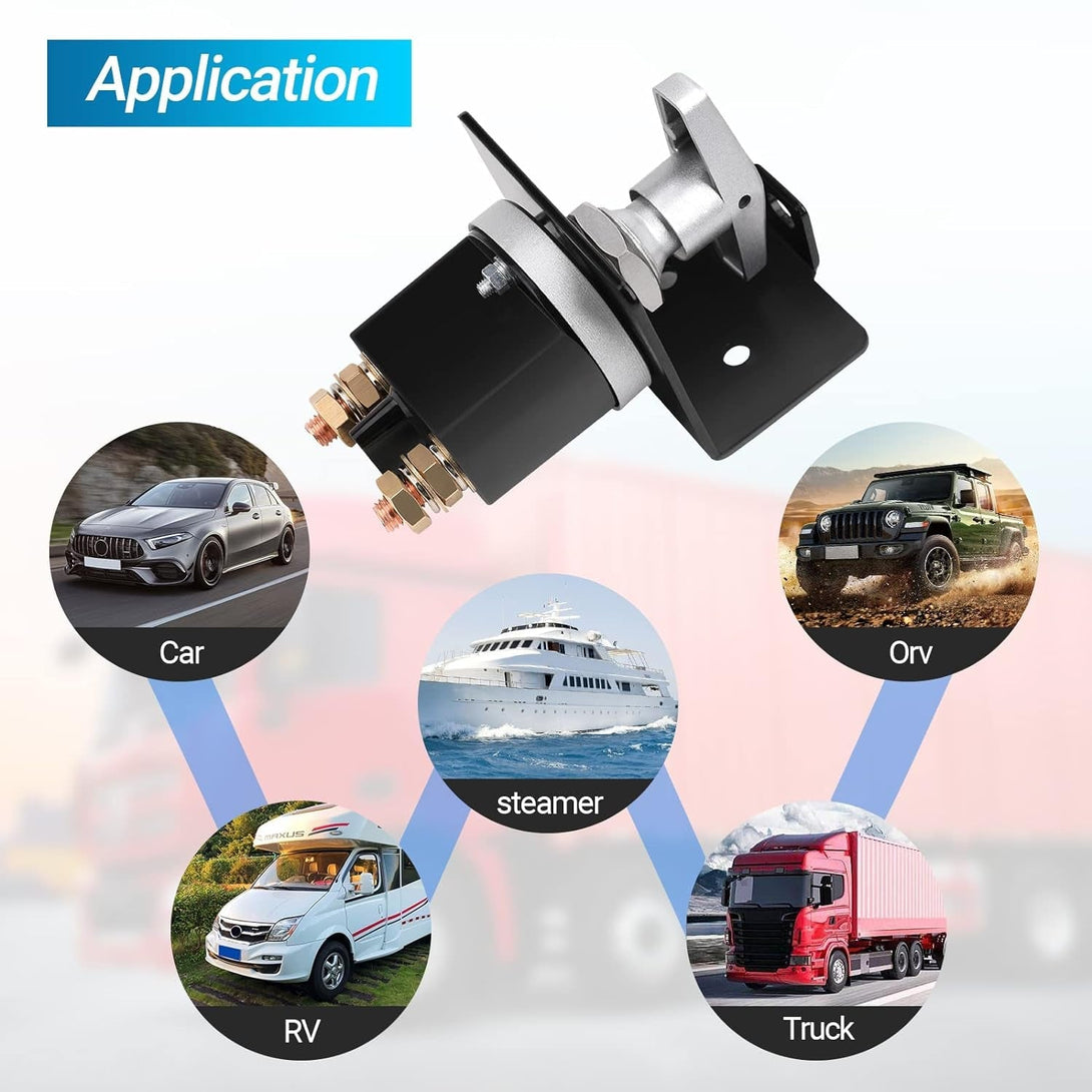 500A High Current 12V-36V Battery Cut off Switch with Lock-Out Plate, Replace 20247, Waterproof Master Battery Disconnect Switch Fixed Handle Isolator for Car, Truck, RV, Yacht, Boat