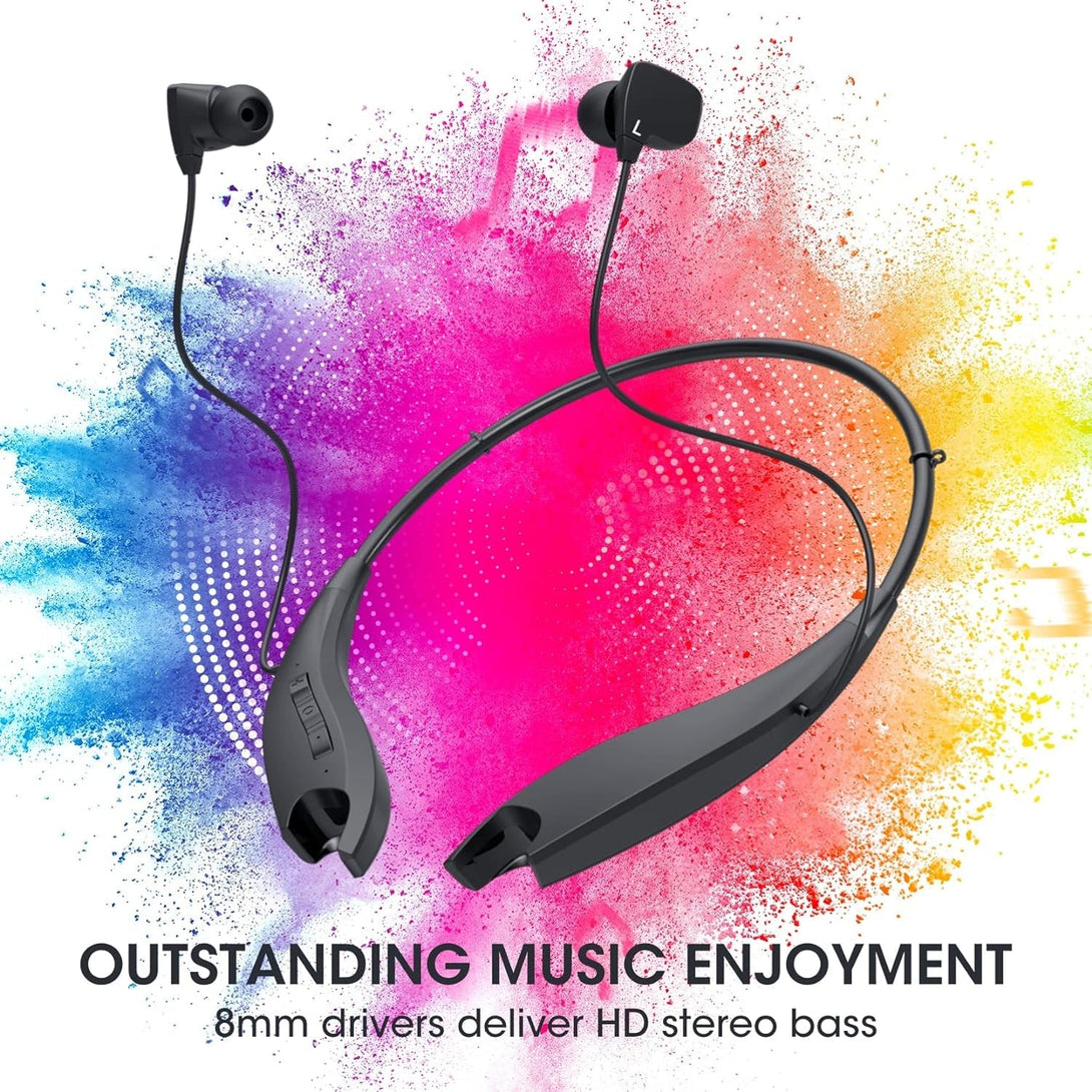 Neckband Bluetooth Headphones, around the Neck Headphones 24H+ Playtime, Bluetooth Headsets with Call Vibration, Shark Jaw Design Wireless Earbuds+Noise Isolation/Built-In Mic/Ipx7 Waterproof