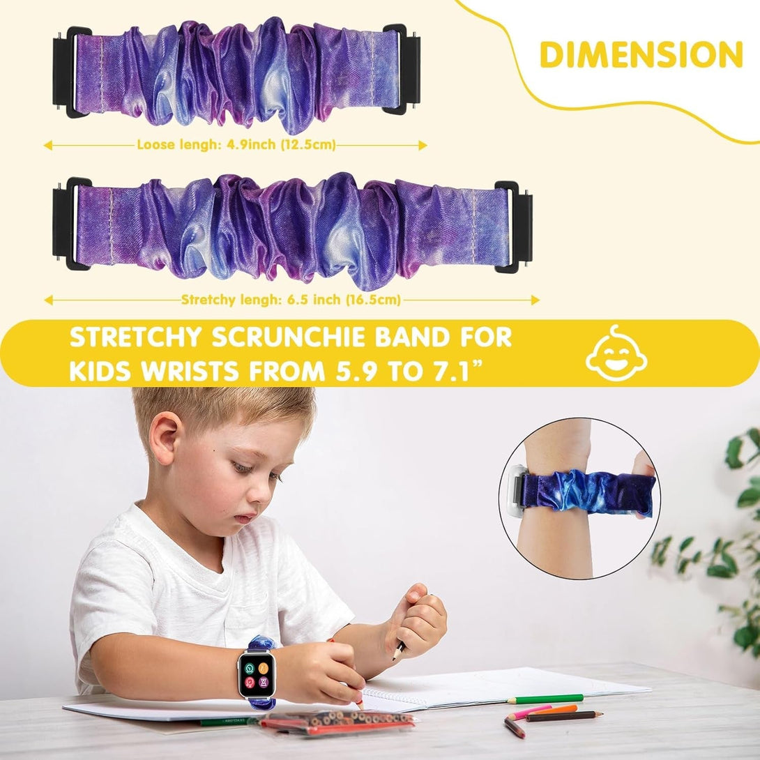 6 Pack Scrunchie Band Compatible with Cosmo Jrtrack 4/3/2 Se/2/Jrtrack & Gizmo Watch Adventrue 3 3 2 1/Gabb Watch 3E 3 2 1/Syncup Watch Band, 20Mm Cute Soft Stretchy Strap for Small Wrist