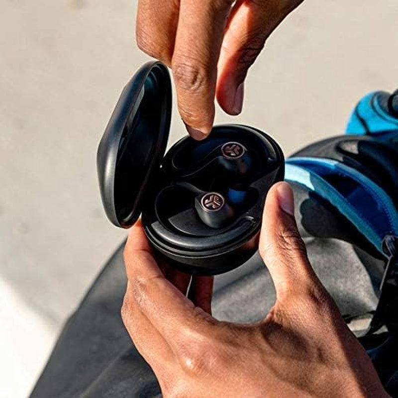 Jlab Jbuds Air Sport True Wireless Bluetooth Earbuds + Charging Case, Black, IP66 Sweat Resistance, Class 1 Bluetooth 5.0 Connection, 3 EQ Sound Settings Jlab Signature, Balanced, Bass Boost