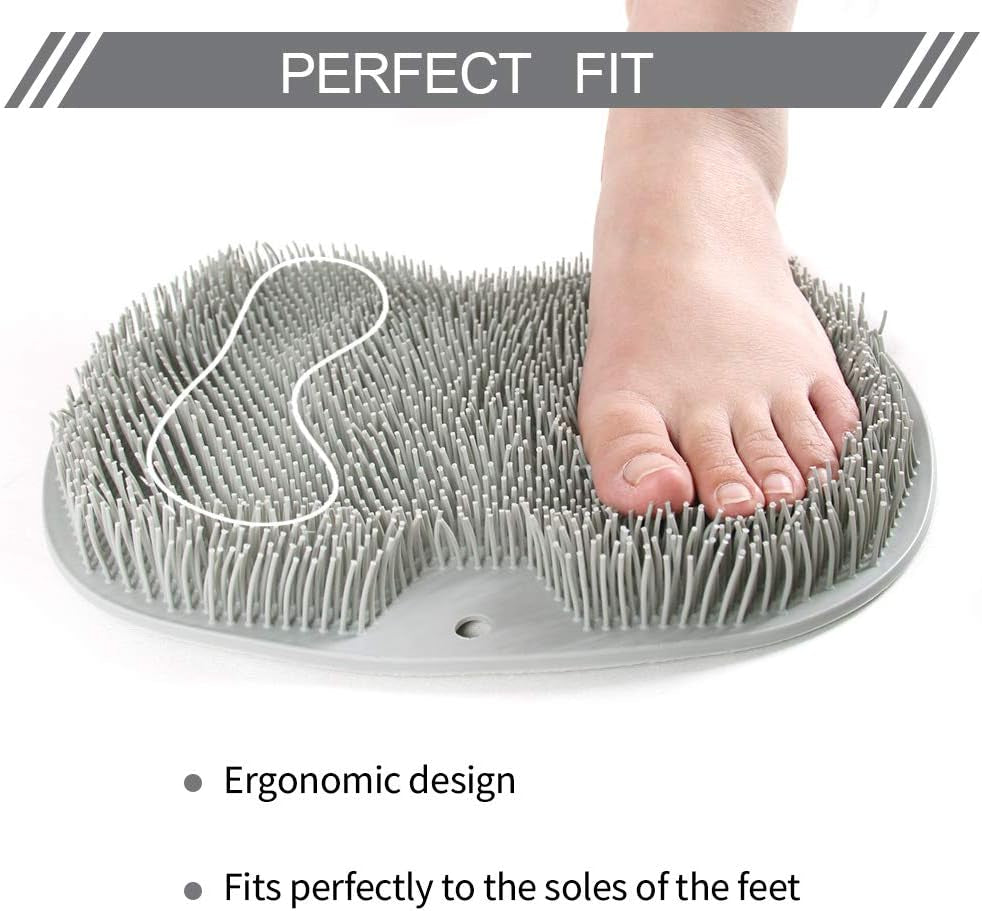 Shower Foot Scrubber Massager Mat Cleaner Improve Circulation Reduce Feet Pain Exfoliation, Feet Acupressure Mat with Non Slip Suction Cups, with 2Pcs Seamless Hooks and 1Pcs Foot File