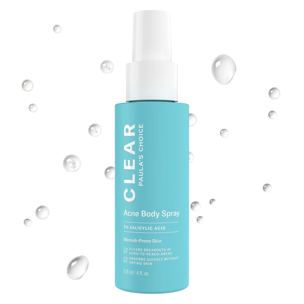 Paula'S Choice CLEAR Back & Body Exfoliating Acne Spray, 2% BHA (Salicylic Acid) Treatment for Bacne, Blackheads & Blemishes, 4 Ounce