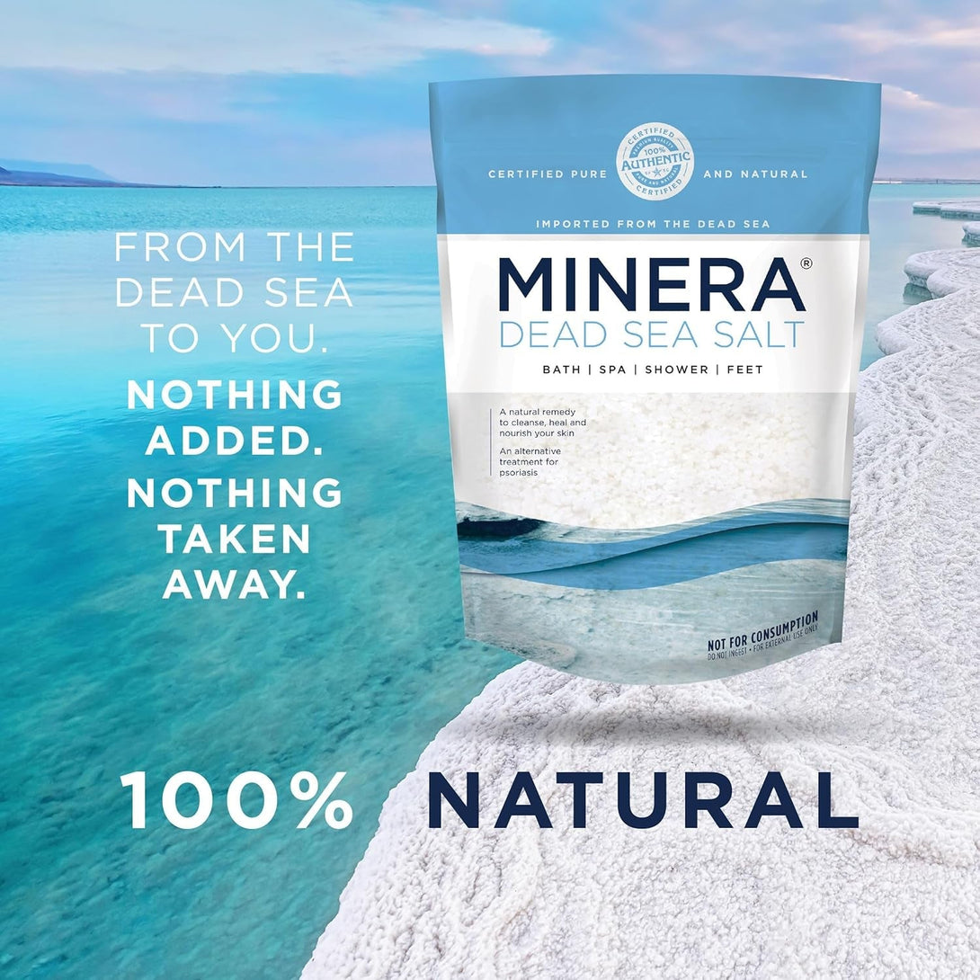 Minera Dead Sea Salt, 100% Pure & Natural, 5 Lbs. Fine Grain (0-1.7 Mm) Bulk Bag, Easily Dissolving Dead Sea Salts for Soaking & Bathing, Skin Nourishing Fine Sea Salt, Unscented