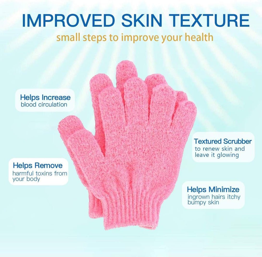 ATB 4 Pairs Exfoliating Gloves - Premium Scrub Wash Mitt for Bath or Shower - Luxury Spa Exfoliation Accessories for Men and Women