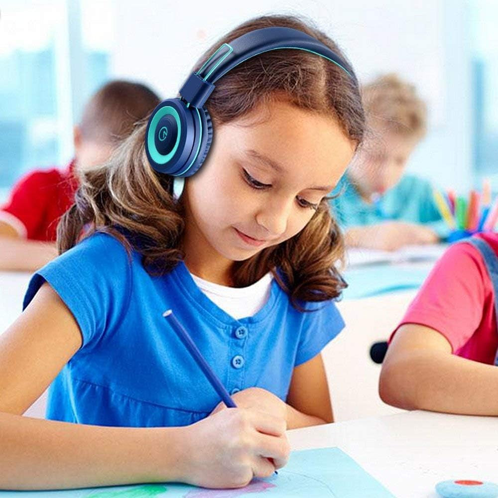 Kids Headphones - Noot Products K11 Foldable Stereo Tangle-Free 3.5Mm Jack Wired Cord On-Ear Headset for Children/Teens/Boys/Girls/Smartphones/School/Kindle/Airplane Travel/Plane/Tablet (Navy/Teal)