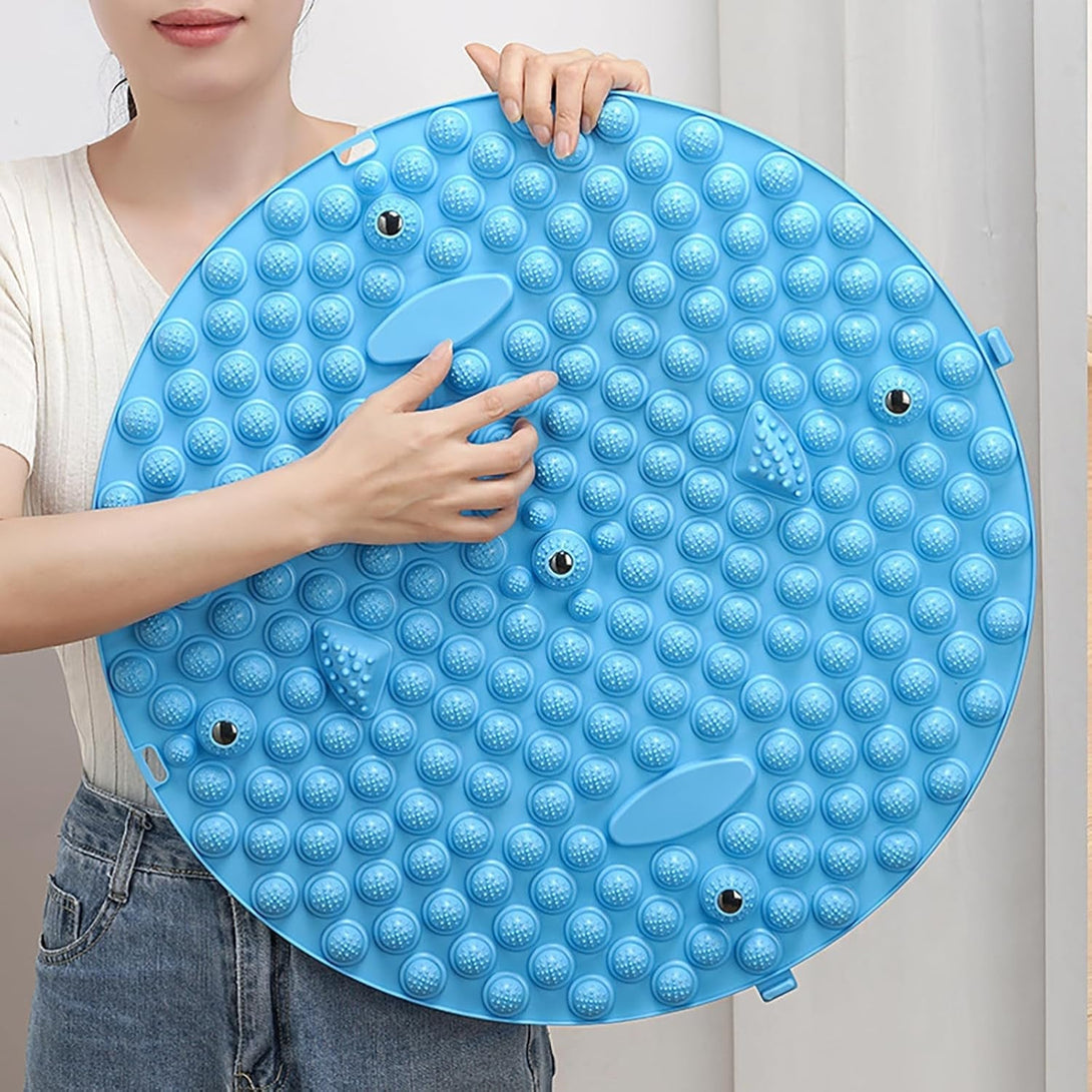 Portable Foldable Foot Massage Mat, Pressure Point Massage Mat, Anti-Fatigue Standing Desk Mat, Standing Pad, Relieves Foot Pain (Blue, Large)