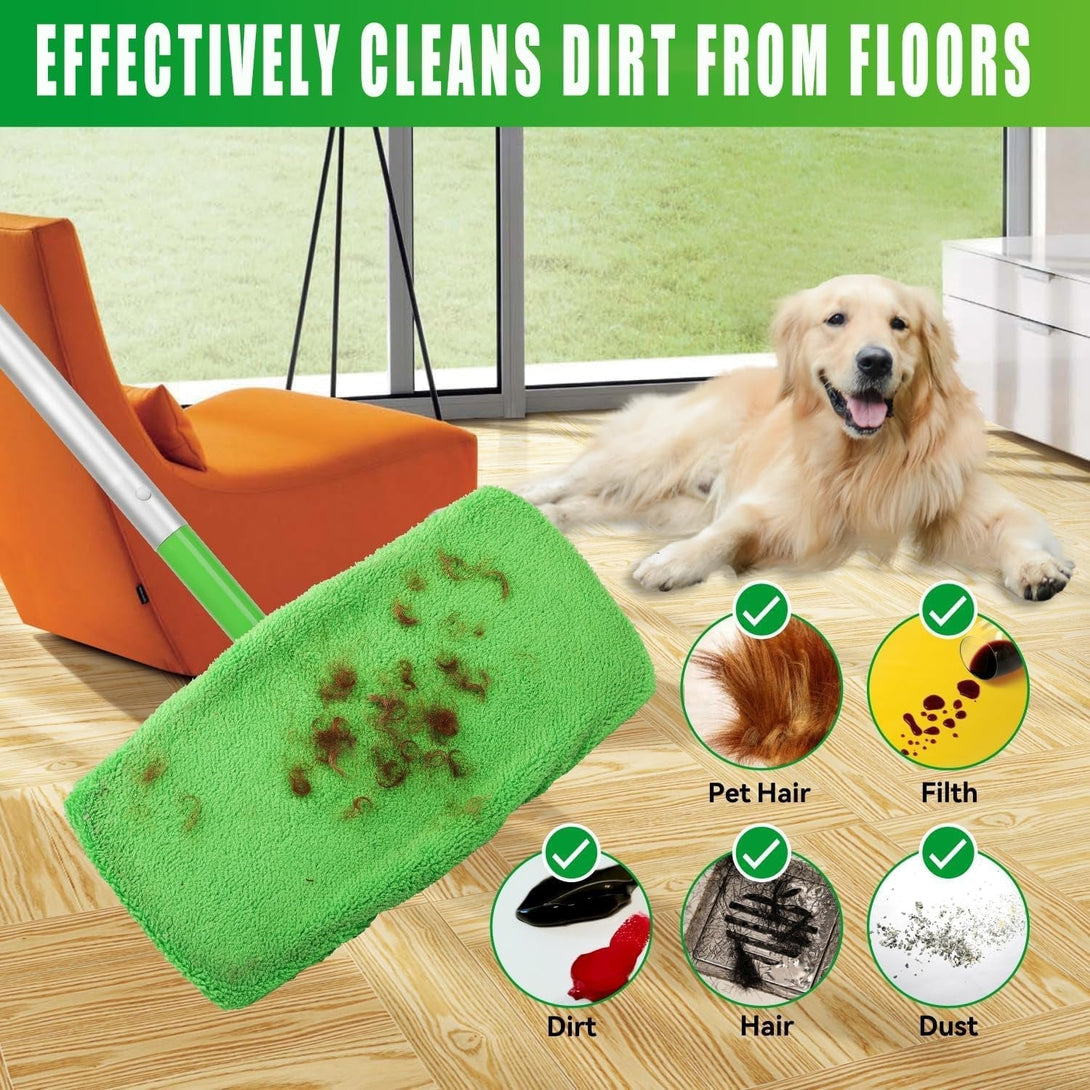 6 Pack Reusable Microfiber Mop Pads for Swiffer Sweeper - Wet & Dry Cleaning Cloths - Mop Head Replacement Washable Refills for Household Floors (6Pack Green)