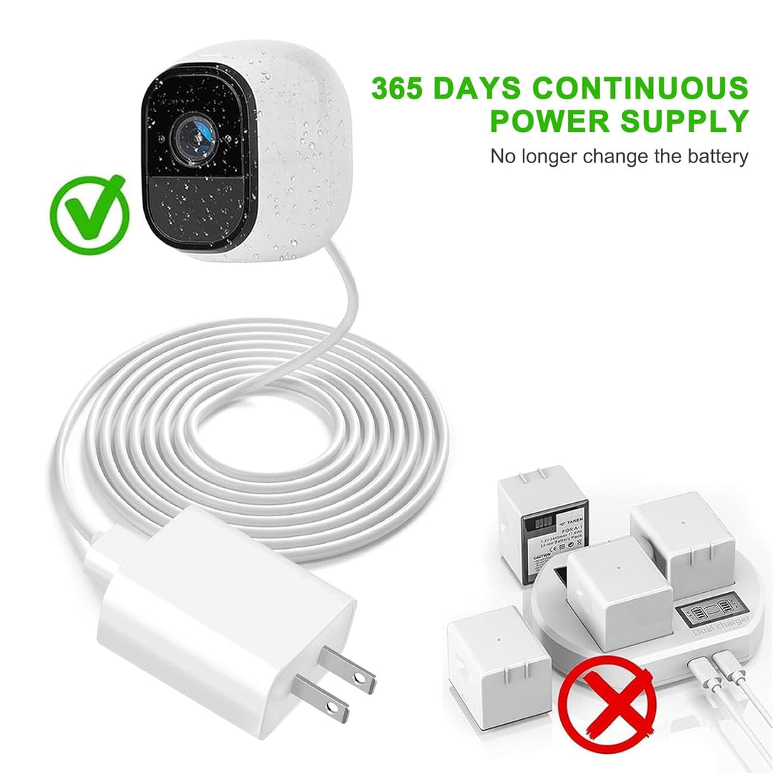 5FT Charging Power Cable Cord 9V for Arlo Pro, Pro2, Essential Spotlight XL/XL 2Nd, Wyze Cam Pan V3/V2, Netvue, Blink, Yi Home Camera, Oculus Go, Kasa Cam Wall Charger Adapter Replacement