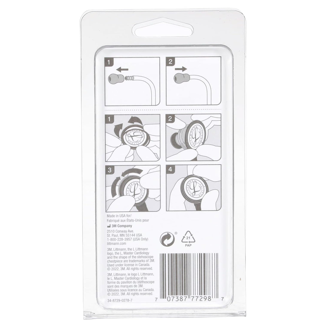 3M Littmann Stethoscope Spare Parts Kit – Black, Compatible with Master Cardiology, Includes Snap Tight Soft-Sealing Small Eartips, Tunable Diaphragm & Rim, 40011