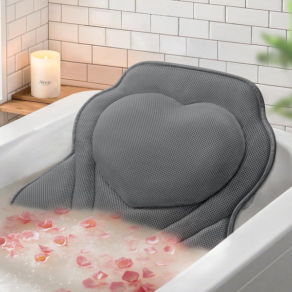 Luxstep Bath Pillow with Breathable Mesh Fabric - Bathtub Pillow for Head, Neck & Shoulder Support- 6 Non-Slip Suction Cups for Secure Fit - Fits Any Bathtub, Bath Accessories Spa Gifts