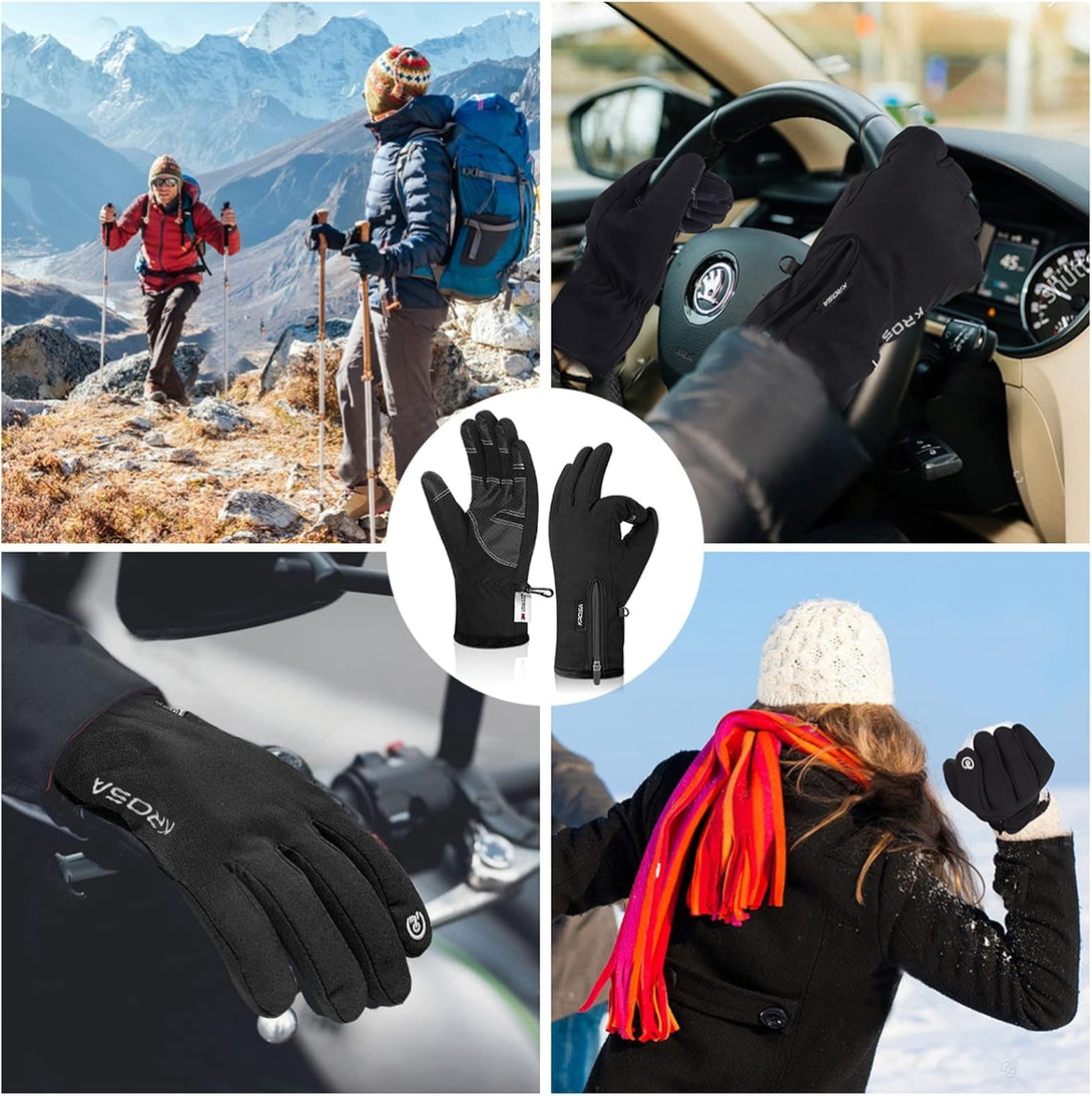 -10℉ Winter Gloves Men Women & Kids, 5-Layer Waterproof Gloves for Cold Weather, Snow Ski Gloves with 10 Touchscreen Fingers