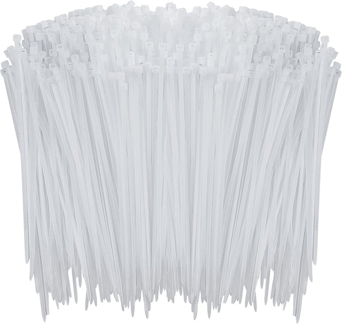 1000 Pcs White Zip Ties, 6 Inch Clear Self-Locking Nylon Cable Ties, Premium Heavy Duty Plastic Wraps Wire Ties for Indoor and Outdoor
