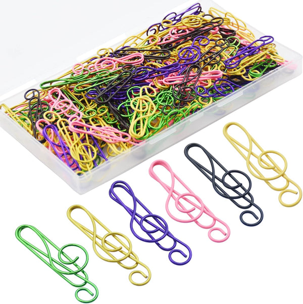 120 Pcs Music Paperclips, Cute Metal Paper Clips in 6 Colors, Musical Notes Shaped Bookmark Clips, Musical Notes Clips Music Office Accessories for Desk Bookmark Office School Notebook