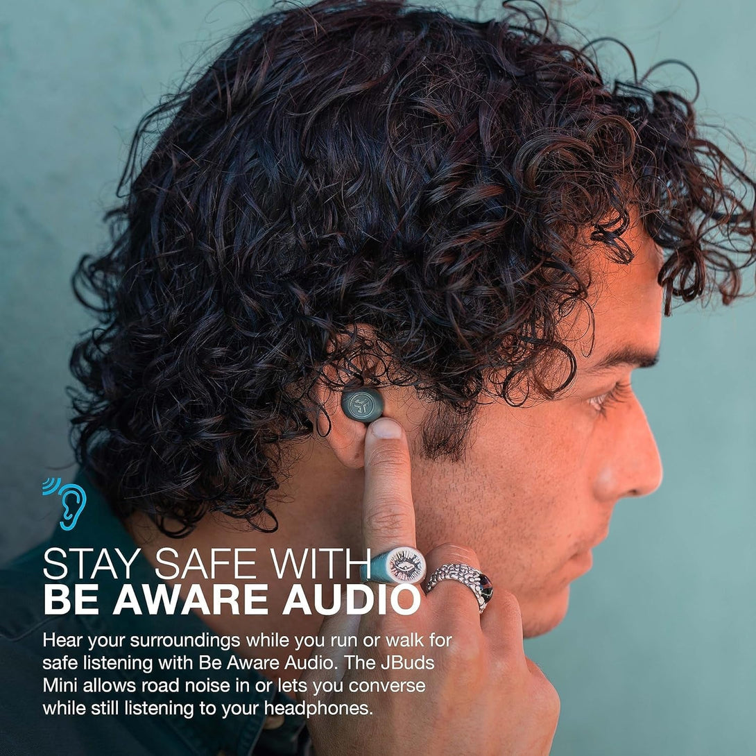 Jlab Jbuds Mini True Wireless Bluetooth Earbuds + Charging Case, Sage, IP55 Sweat and Dust Proof, Bluetooth Multipoint, Be Aware Audio, 3 EQ Sound Settings, Crystal Clear Calls