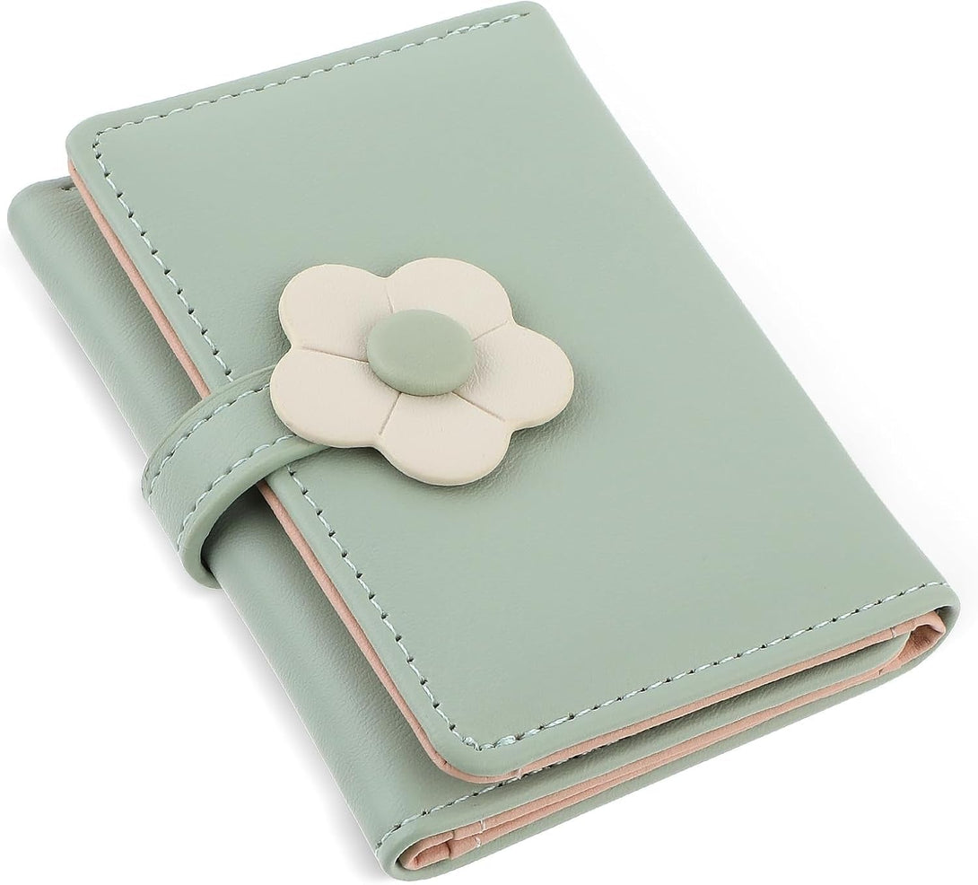 Lusofie Cute Wallet for Teen Girl PU Leather Trifold Small Wallet Cash Pocket Flowers Print Card Holder Coin Purse with ID Window for Girls Women