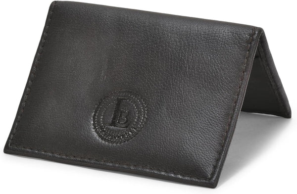 Leatherboss Genuine Leather Small Slim Bifold Wallet | Credit, Debit, ID Card Holder | Compact & Stylish with Clear ID Windows | Gift for Men, Black