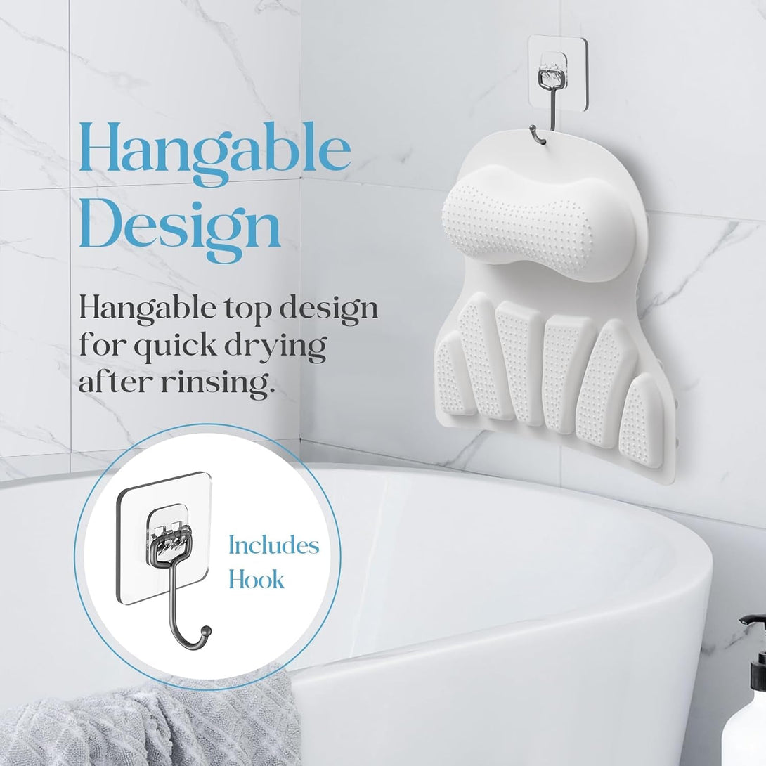 Bath Pillow Luxury Bathtub Pillow, Bath Pillows for Tub Head Neck and Back Support, Non-Slip Soft Silicon Bath Tub Pillow with Strong Suction Cup, Bath Accessories Spa Gifts, White