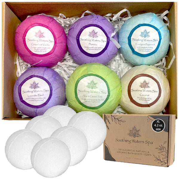 Organic Bath Bombs Gift Set - 6XL Natural Bath Bombs with Shea Butter, Coconut Oil, Essential Oils and 6 Botanic Scents. Ideal Easter Holiday, Mother'S Day Relaxation Gifts for Women and Girls.