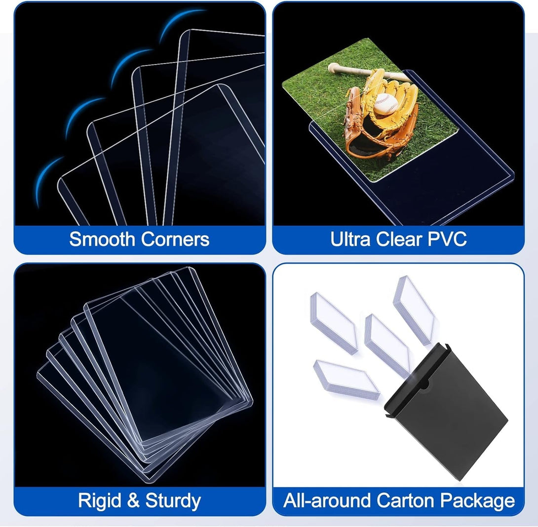 32 Count Topload Card Holder, Sooez 35PT Topload Card Protector, 3" X 4" Hard Plastic Card Sleeves, Baseball Card Protector, Rigid Toploading Card Case for Collectible Trading Sports Cards