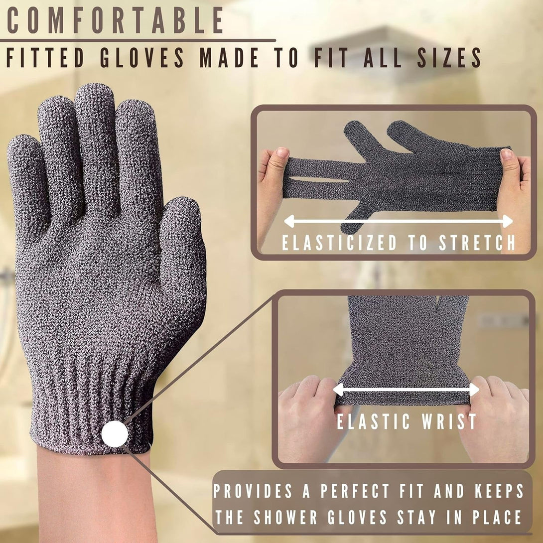Sphynx Hairless Cats Carbonized Bamboo Bath Exfoliating Gloves Charcoal Bamboo Shower Body Scrub (1 Pair)