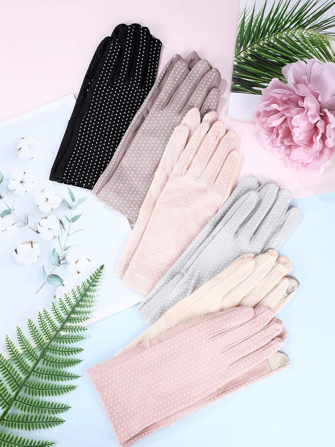 6 Pairs Women Summer UV Protection Gloves Touchscreen Driving Gloves Non-Slip Sun Protective Gloves