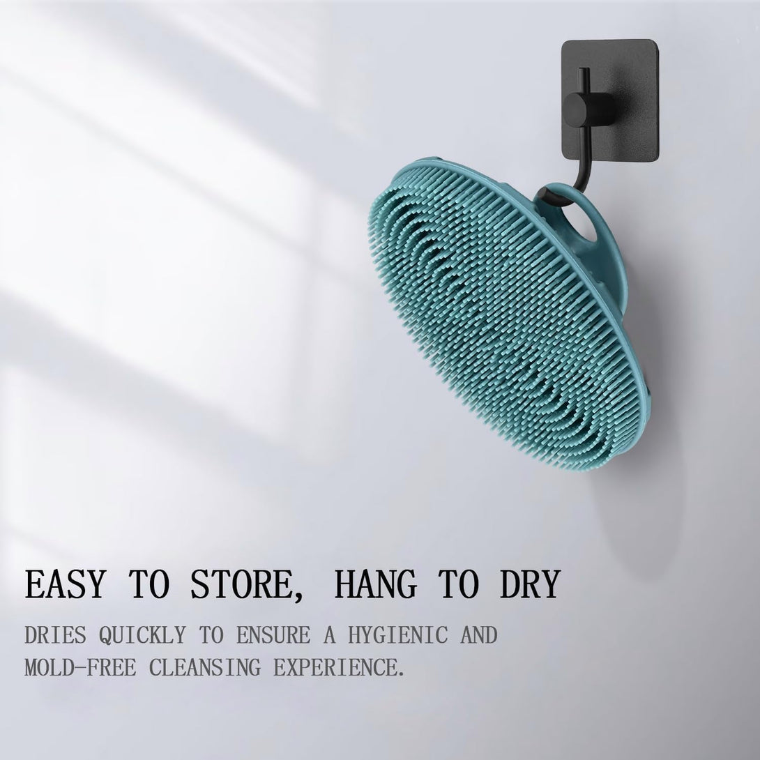 INNERNEED Food-Grade Soft Silicone Body Scrubber Shower Brush Handheld Cleansing Skin Brush, Gentle Exfoliating and Lather Well (Dark Green)