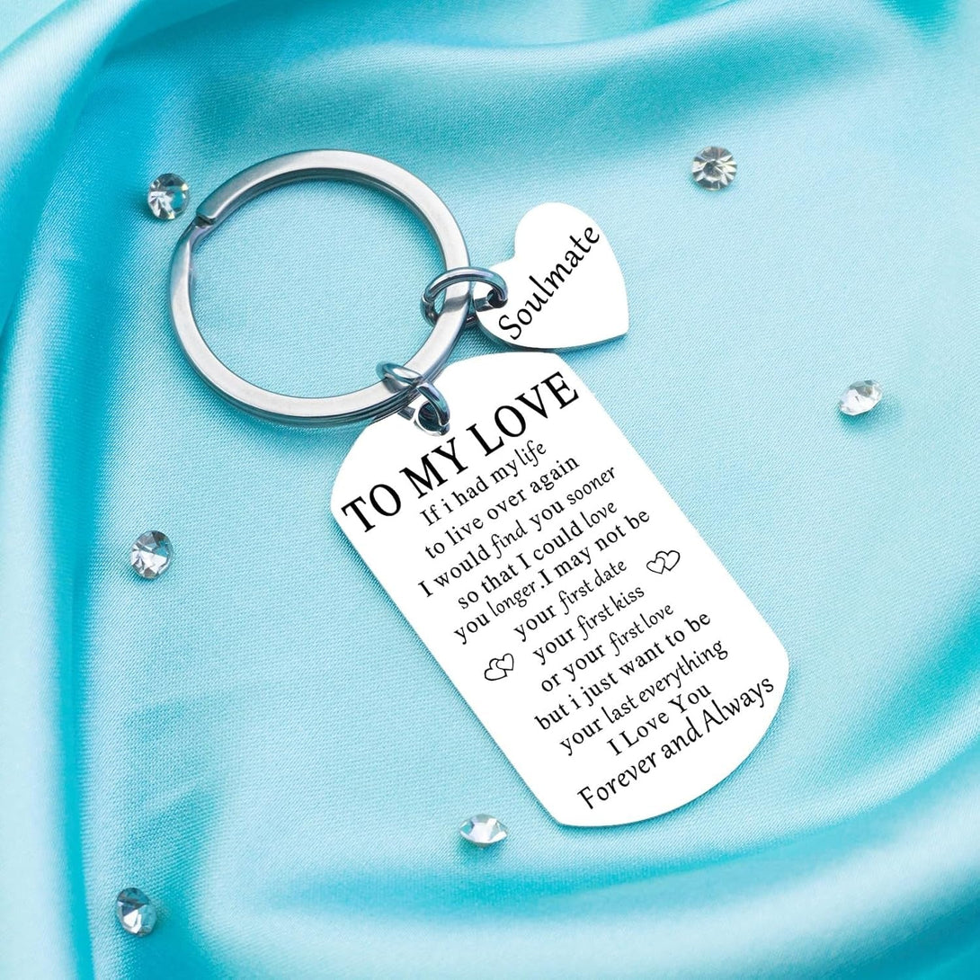 Soulmate Gifts for Him Her Boyfriend Husband Girlfriend Wife Soulmate to My Love Keychain Romantic Anniversary I Love You Gifts Birthday Anniversary Christmas Romantic Gift for Him Her