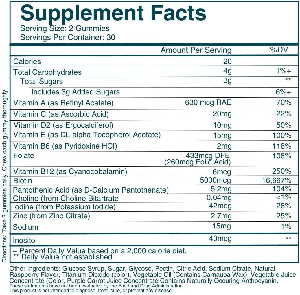 WEEM Hair Skin and Nails Gummies - Supports Healthy Hair - Vegan Biotin Vitamins for Women & Men Supports Faster Hair Growth, Stronger Nails, Healthy Skin, Extra Strength (1)