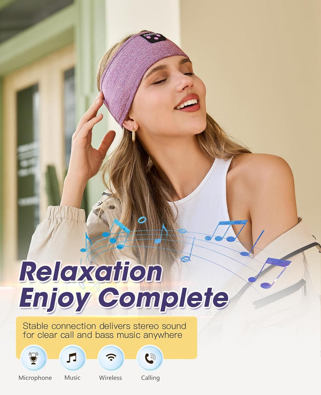 Perytong Sleeping Headphones Bluetooth 5.4 Headband, Wireless Music Sleeping Mask Headphones Earbuds Earphones Sweatproof for Women Mom Sports Workout Running Jogging Yoga Cool Gadgets Unique Gifts