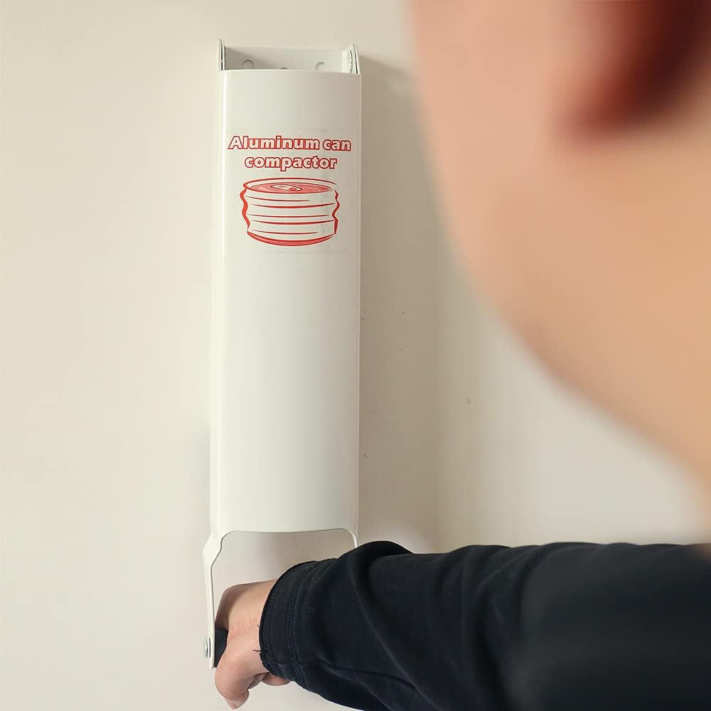 Aluminum Can Compactor White – 8/12/16OZ Metal Can Crusher Heavy-Duty Wall-Mounted Smasher for Aluminum Seltzer, Soda, Beer Cans and Bottles for Recycling