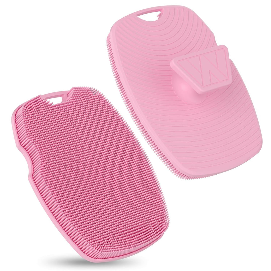 Silicone Body Scrubber - Zinc Infused - Highly Elastic Bristles - Exfoliating Body Scrubber for Cellulite Reduction,Blood Circulation,Massage for Flawless Skin - Pink