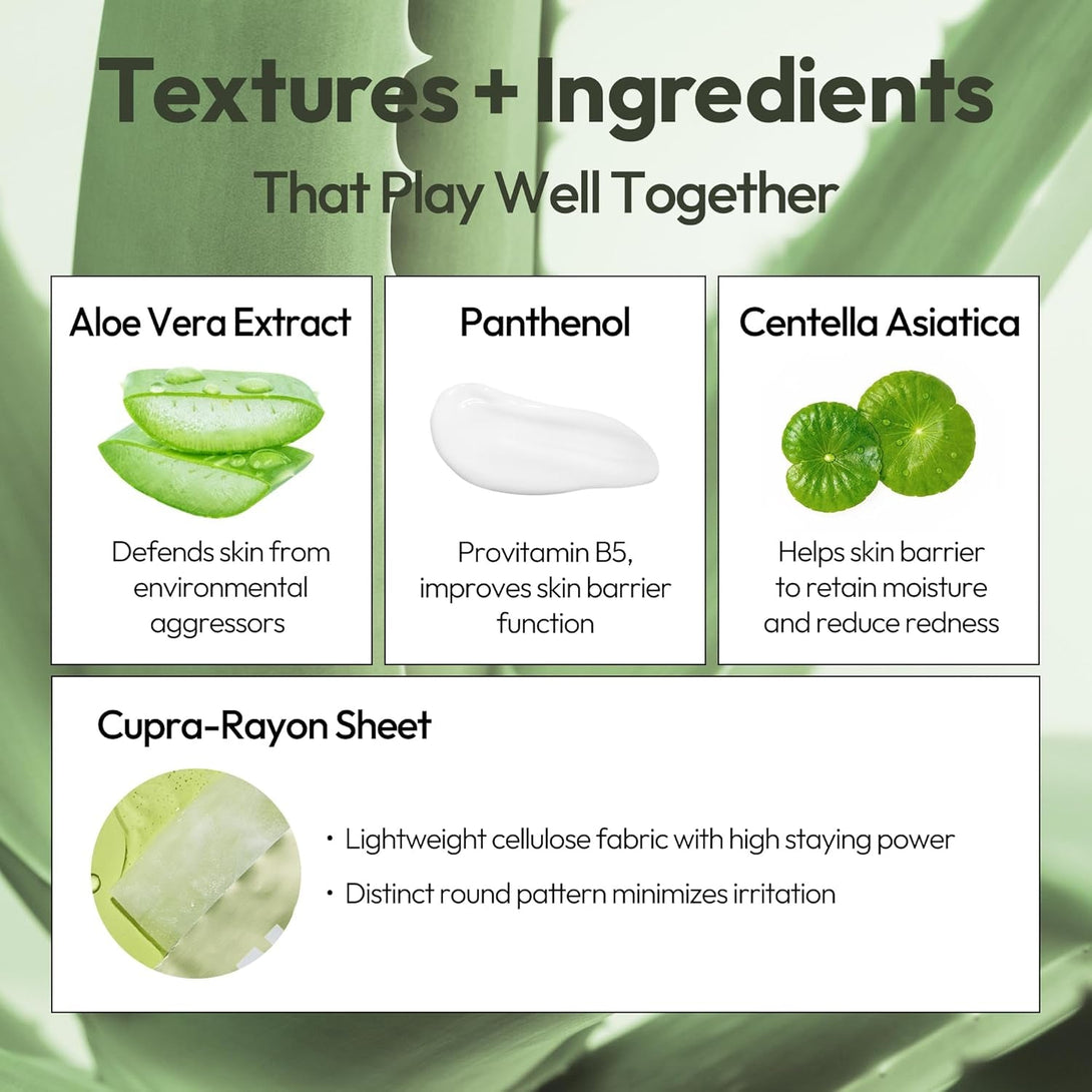LAPCOS Aloe Sheet Mask, Daily Face Mask with Cucumber and Aloe Gel to Calm and Moisturize Skin, Korean Beauty Favorite, 5-Pack