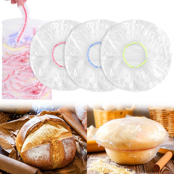 50PCS Colorful Bowl Covers for Bread Proofing, Reusable Elastic Sourdough Bread Baking Cover, Plastic Bowl Covers for Bread Rising, Stretchable Plastic Wrap for Storage Containers