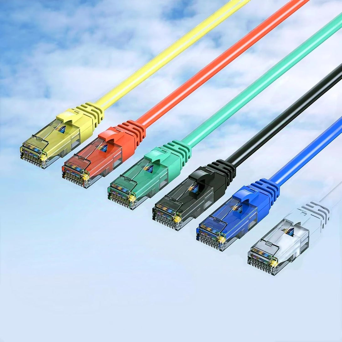 Cat6 Patch Cables 0.5 Foot (6 Pack), Cat 6 Ethernet Cable, 24AWG CCA Cord, UTP Network, Internet Cable, Compatible for PC, Routers, Switches, Servers, Printers, RJ45 LAN with 25 Cable Ties - 0.5FT