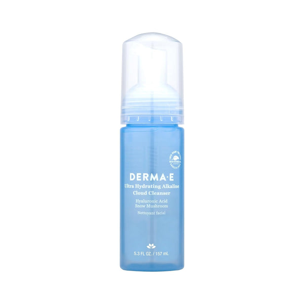 Derma E Ultra Hydrating Alkaline Cloud Cleanser – Gentle Foaming Face Wash with Hyaluronic Acid – Vegan Daily Facial Cleansing, 5.3 Oz