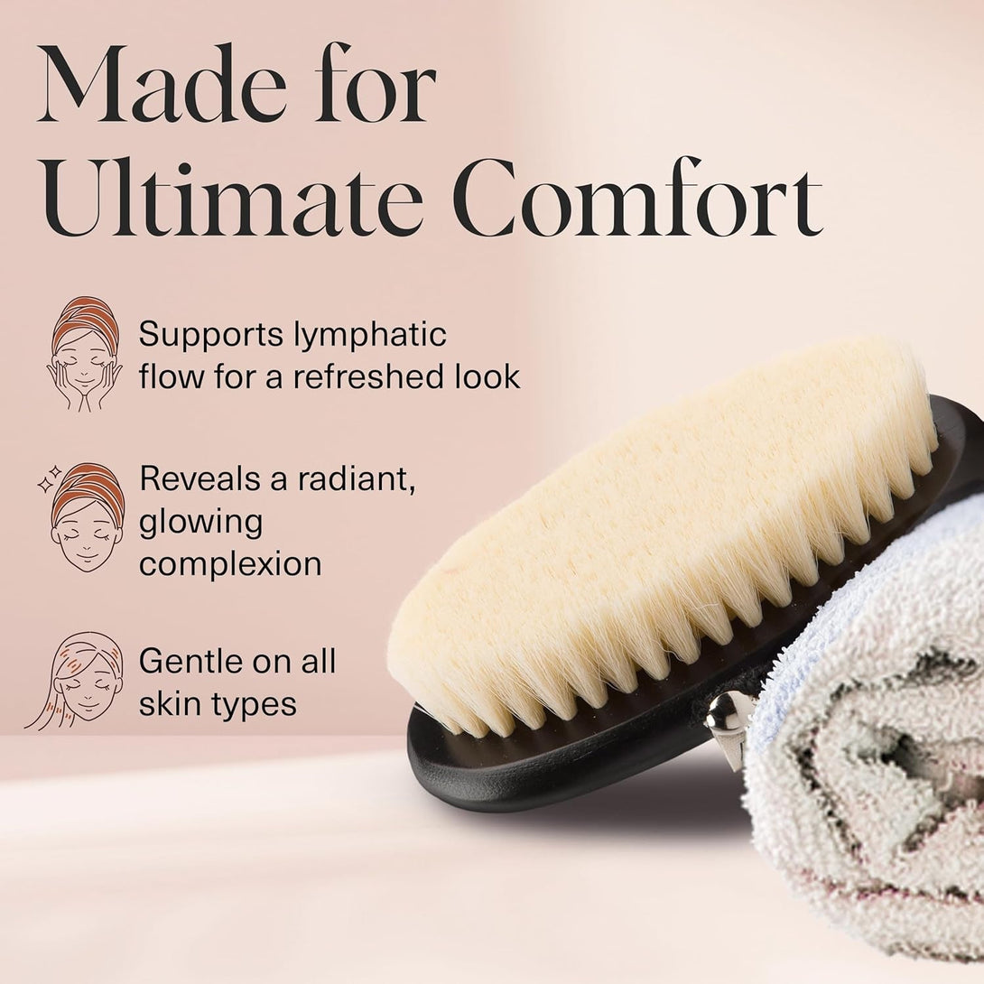 Kitsch Dry Brushing Body Brush for Lymphatic Drainage- Soft Bristles - Reduces Cellulites, Removes Dry Skin and Improves Blood Circulation, Body Exfoliator Scrubber for Glowing Skin, Sauna Accessories