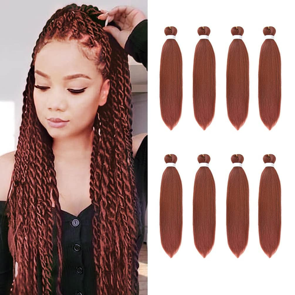 8 Pack Ombre Braiding Hair Pre Stretched - 16" 55G/Pack Premium Pre Stretched Braiding Hair Extensions, Professional Itch Free Hot Water Setting Perm Yaki Texture Prestretched Hair(#350)
