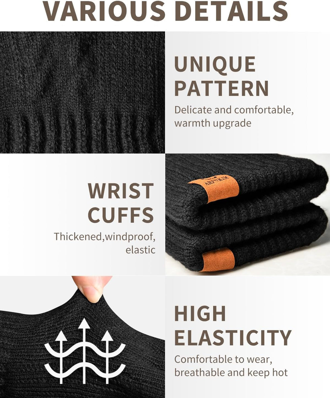 Thermal Winter Gloves-Fleece Lining Touch Screen Knit Stretchy Warm Gloves for Running Cycling Riding- Men Women
