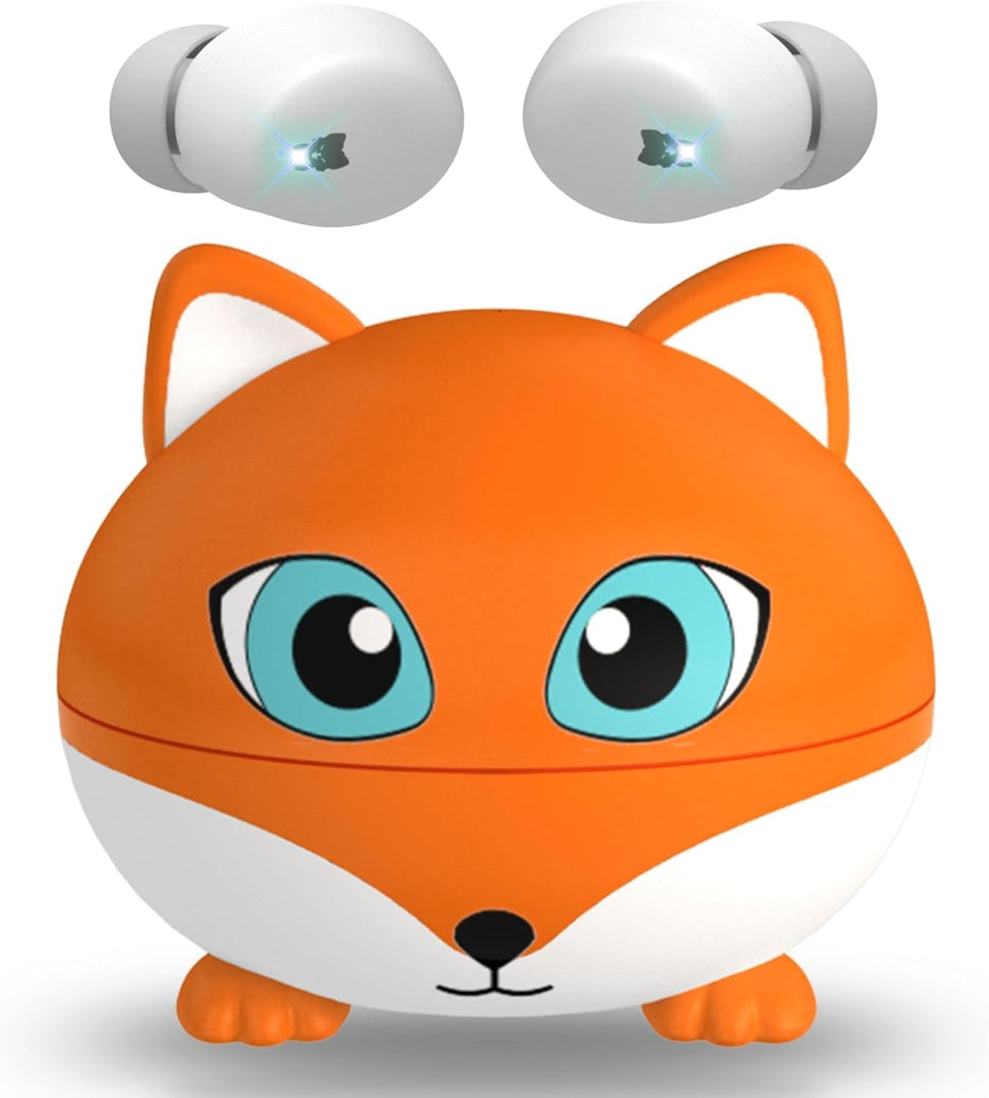 Kids Wireless Earbuds, 85Db Safe Volume, Kids Headphones Bluetooth with Charging Case, Built-In Mic, Touch Control, Waterproof, Earbuds for Boys Girls Teens,Compatible Phones Kindle School Tablet, Fox