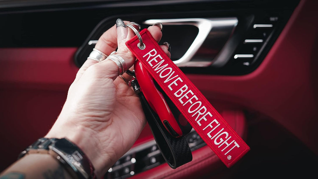 AIXEPA 10X Remove before Flight Red/White Key Chain 5.5" X 1" (10 Pack)