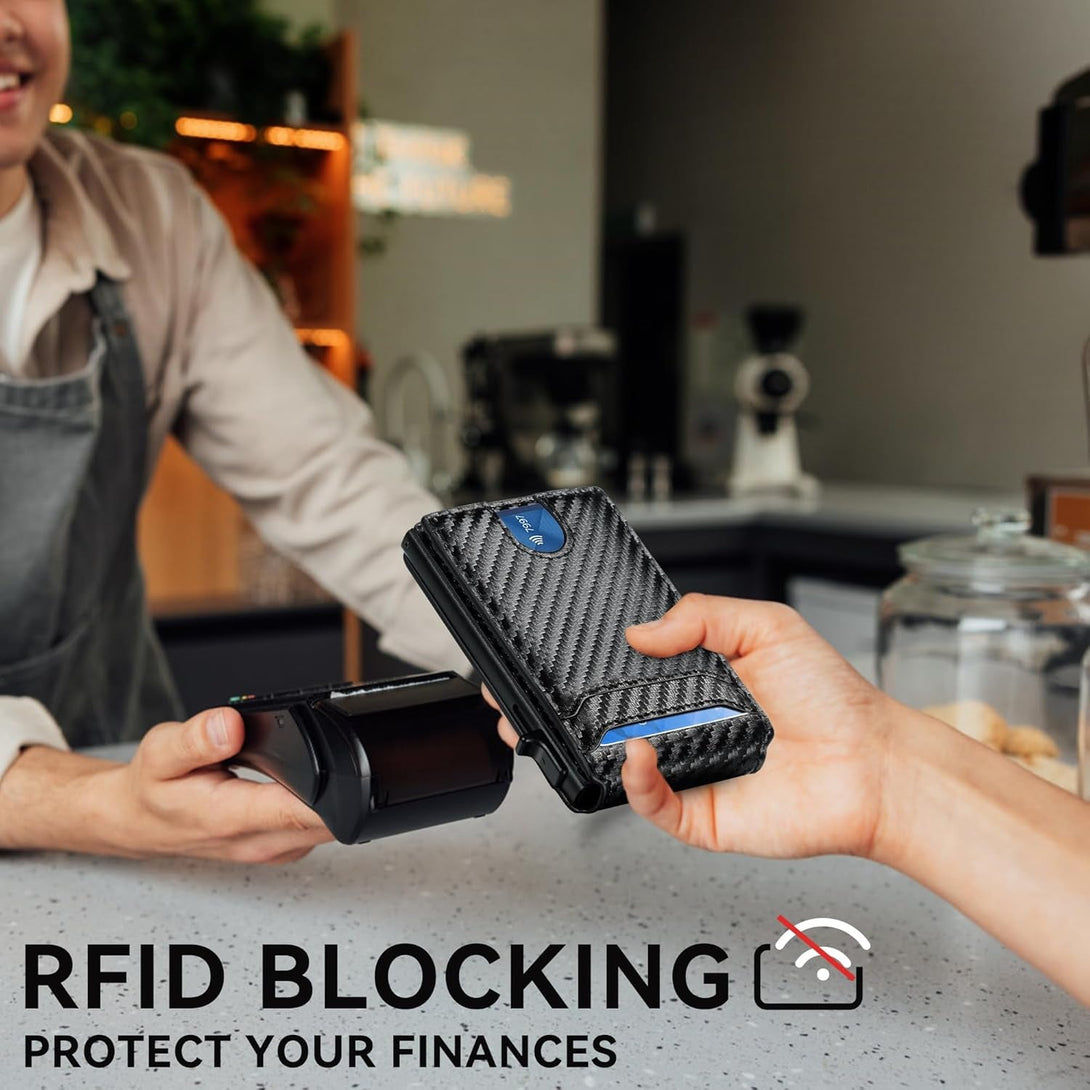 Furid Card Wallet for Men Slim: Smart Wallet - Rfid Minimalist Front Pocket with ID Window Pop up Wallet Gift for Him