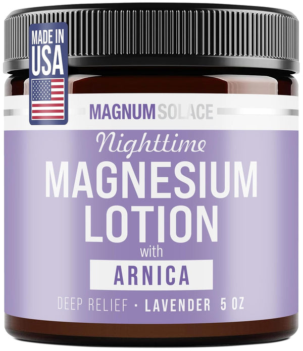 Nighttime Magnesium Lotion with Arnica – Soothing Relief & Relaxation, Highly Concentrated Magnesium for Muscles & Joints – Apply to Legs or Feet before Bed – Skin-Friendly