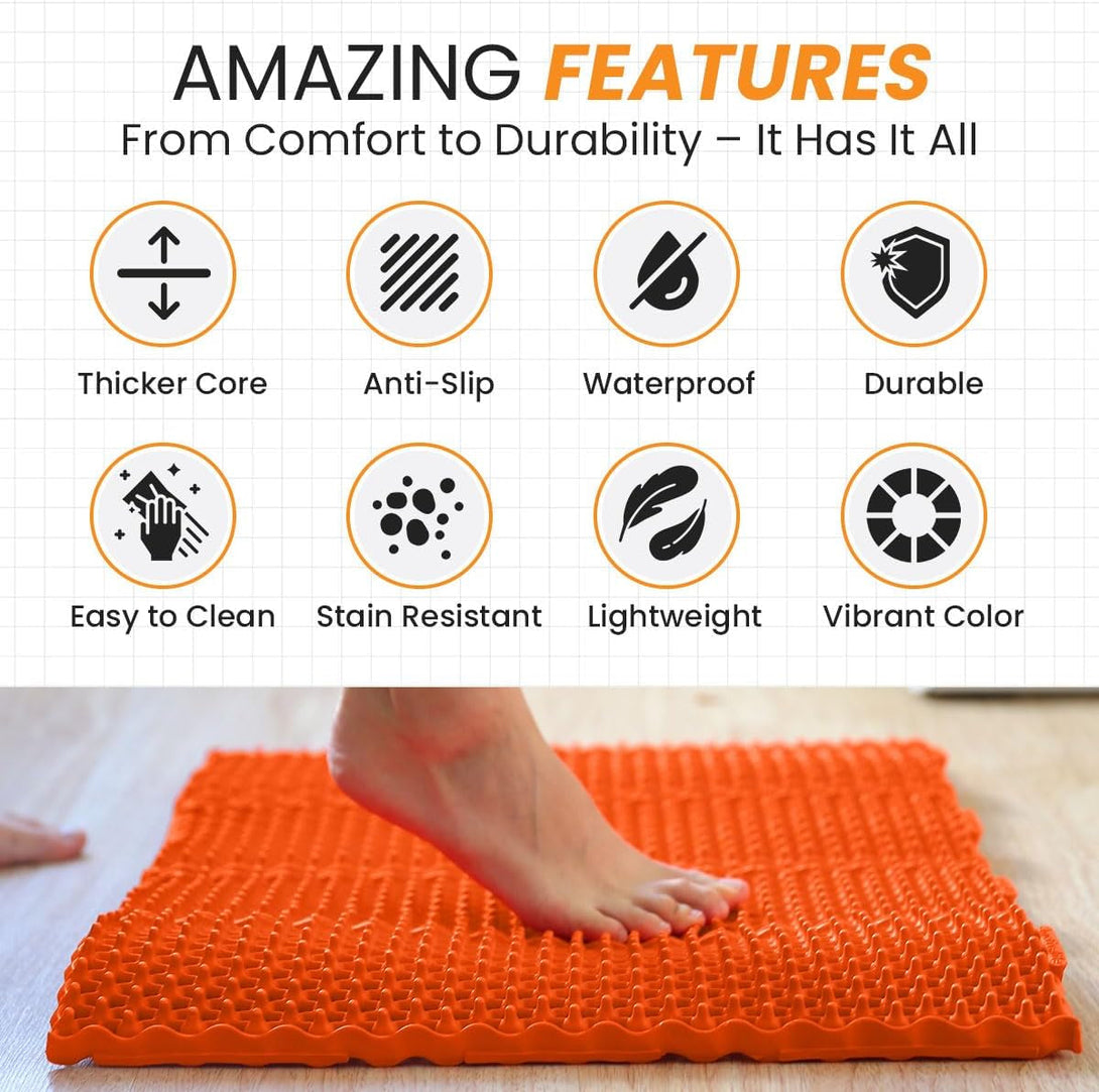 KONEX Mat, anti Fatigue Floor Mat, Kitchen Mat, Standing Desk Mat, Kitchen Mats for Floor, Waterproof and Non-Slip, Relieve Joint Pain, 23” X 19”, Orange