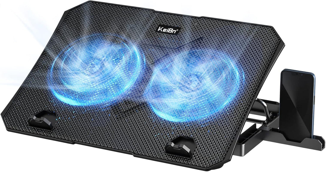 Keibn Laptop Cooling Pad, Gaming Laptop Cooler 2 Fans for 10-15.6 Inch Laptops, 5 Height Stands, 2 USB Ports (S039)