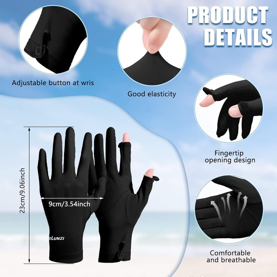 Loopeer 2 Packs Women UV Sun Protection Gloves Full Finger Touchscreen Non Slip Breathable Summer Outdoor Gloves