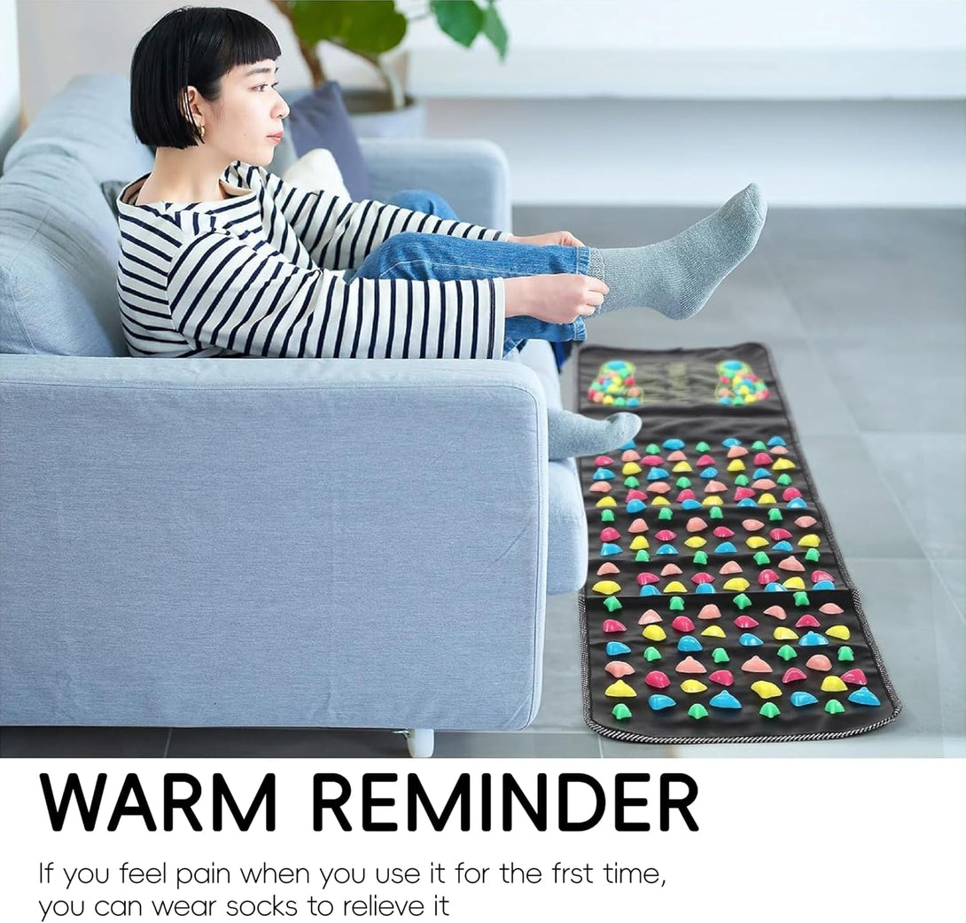Funvalley Surperfect Foot Massage Mat with Reflexology Stones - Acupressure Walking Path for Pain Relief & Circulation, 68.9" X 13.78" Non-Slip Mat for Elderly, Office Workers, Students