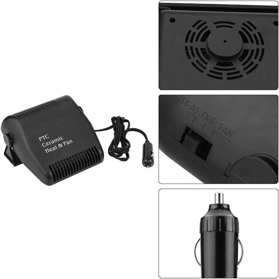 Car Heater Defroster,12V Cooling Fan Heater 2 in 1 Portable Fast Heating Low Noise Car Ceramic Heating Windshield Defroster Demister