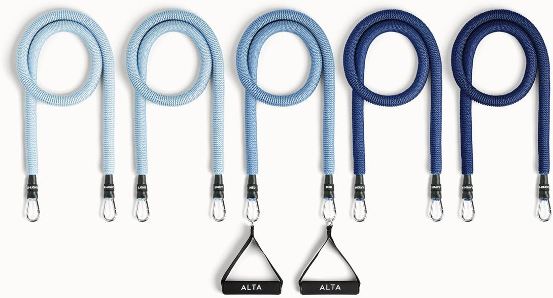 ALTA Resistance Tube Bands for Women - Full Kit Resistance Bands for Working Out with Handles, Ankle Straps, Door Anchor – Home Workout Bands for Physical Therapy, Pilates Long Exercise Bands Set